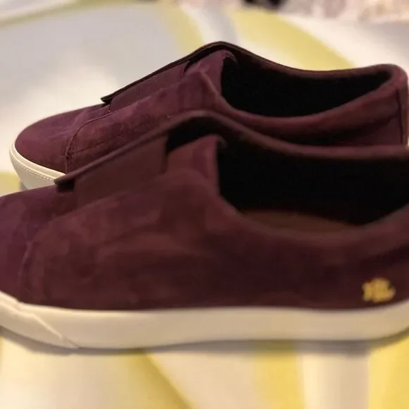 Ralph Lauren Women's Burgundy Isla Sheep Suede Slip-On Sneaker 🔥NEW🔥 - Picture 5 of 8